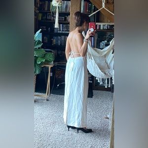 Zara backless long white maxi dress